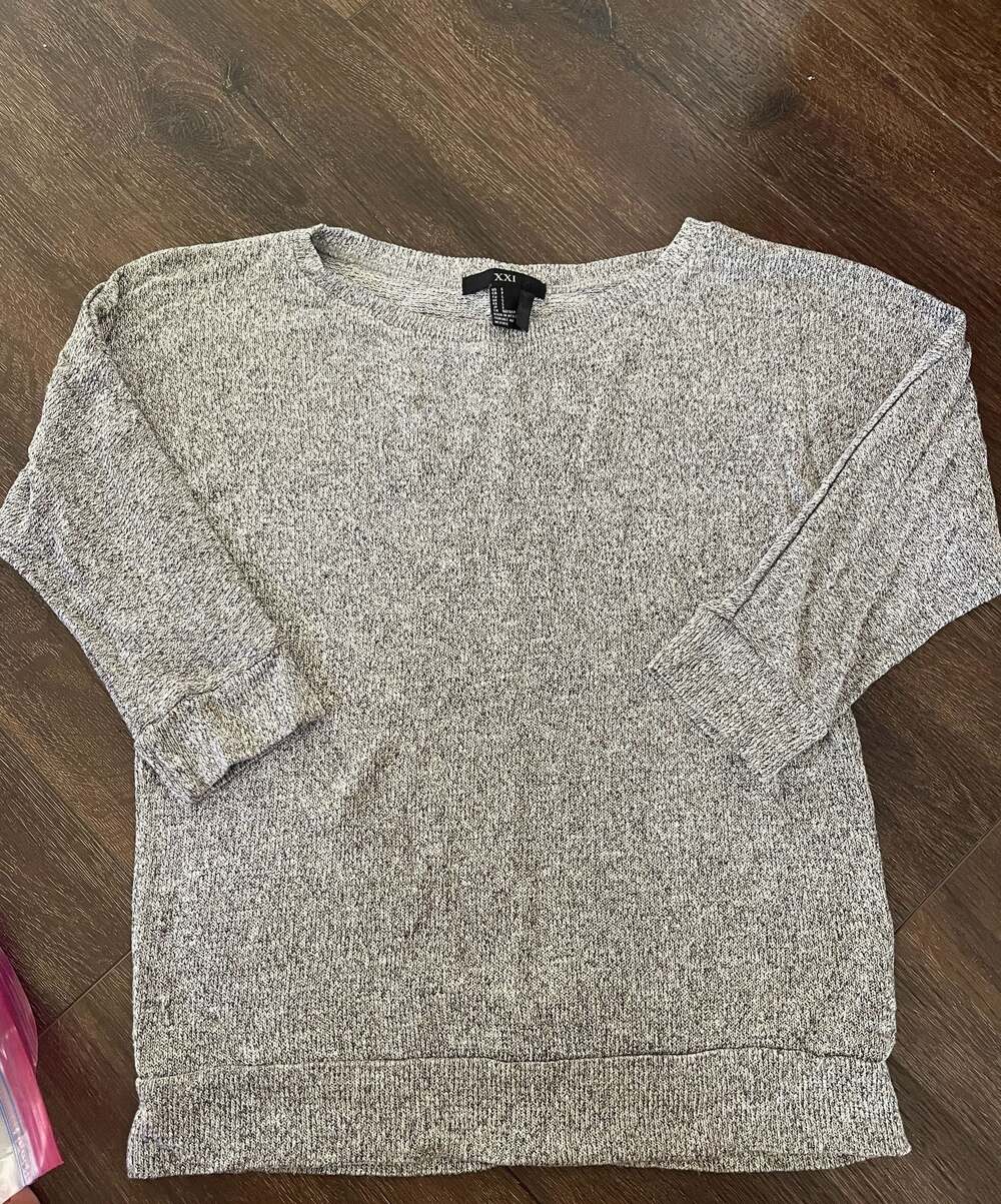XXI Forever 21 Women's Marled Knit Three-Quarter Sleeve Sweater